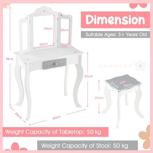 Makeup table chair set - table, &