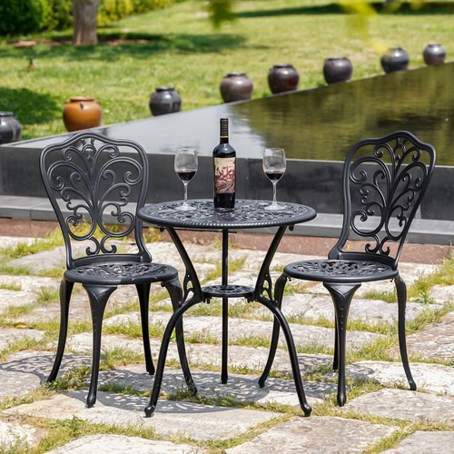 Black patio set piece cast - piece,
