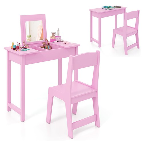 Costway kids vanity set 1 - costway, in