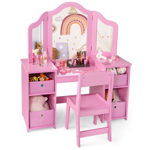 Kids vanity table chair set - vanity,
